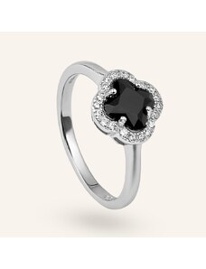 SilveAmo Stylový stříbrný prsten s bílými a černými kubickými zirkony 49