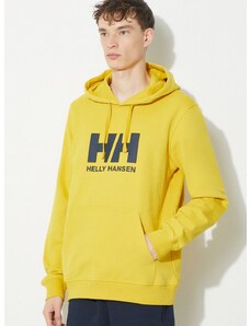 Bavlněná mikina Helly Hansen HH LOGO HOODIE pánská, žlutá barva, s kapucí, s aplikací, 53289