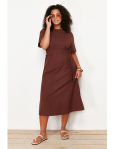 Trendyol Curve Brown A-Line Woven Dress