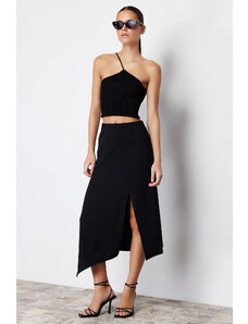 Trendyol Black Asymmetric Cut Out and Slit Detail Maxi Skirt