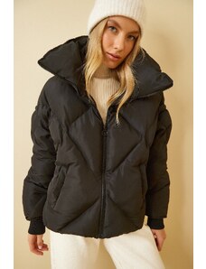 Happiness İstanbul Women's Black Oversized Puffy Coat