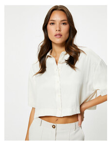 Koton Short Sleeve Crop Shirt Buttoned