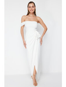 Trendyol White Plain Regular Woven Evening Dress & Graduation Dress