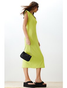 Trendyol Lime Personals Collar Moon Sleeve Midi Knitted Midi Dress