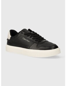 Kožené sneakers boty Calvin Klein LOW TOP LACE UP BSKT černá barva, HM0HM01254