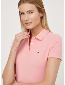 Polo tričko Tommy Jeans růžová barva, DW0DW17220