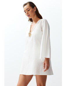 Trendyol Bridal White Mini Woven Accessory 100% Cotton Beach Dress