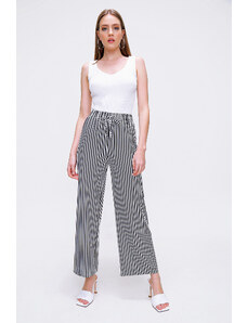 Bigdart 6512 Striped High Waist Trousers - Black