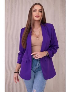 MladaModa Elegantní sako s nařasenými rukávy model 9709 tmavě fialové