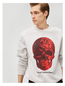 Koton Crew Neck Sweatshirt with Skull Print