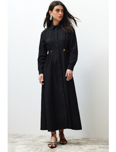 Trendyol Black Woven Shirt Dress with Accessory Detail on the Waist