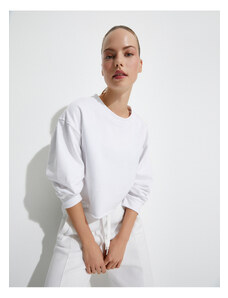 Koton Oversize Crop Sweatshirt Raised Basic Long Sleeve Cotton