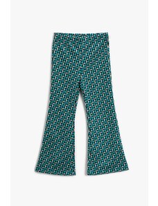 Koton Girl's Turquoise Patterned Trousers