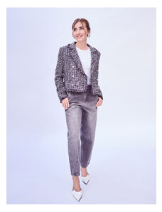 Şahika Ercümen X Koton - Yüksel Waist Denim Trousers Comfortable Fit with Pockets Non-stretch Cotton