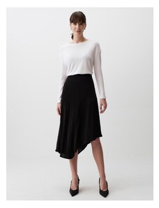 Jimmy Key Black Asymmetrical Cut Stylish Midi Skirt