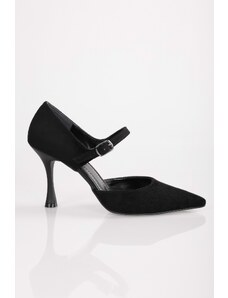 Shoeberry Women's Mathis Black Suede Stiletto Heel Shoes