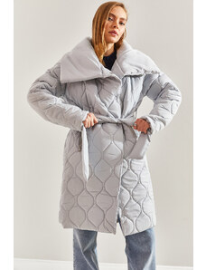 Bianco Lucci Women's Metal Button Quilted Oversize Down Coat