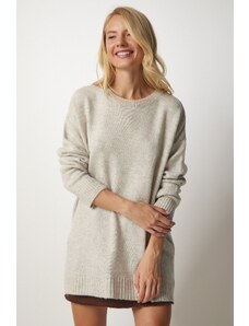 Happiness İstanbul Women's Stone Oversized Knitwear Sweater