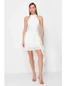 Trendyol Bridal White Ruffle Wedding/Nikah Elegant Evening Dress