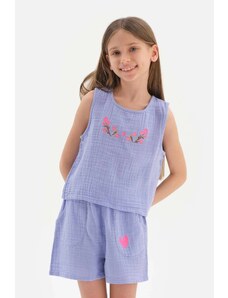 Dagi Lilac Muslin Embroidered T-Shirt