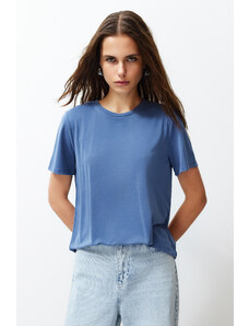 Trendyol Indigo Premium Soft Textured Modal Basic Knitted T-Shirt