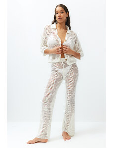 Trendyol Bridal Ecru Knitted Knitwear Look Shirt Pants Suit