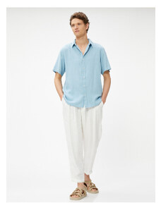 Koton Summer Shirt with Short Sleeves Turndown Collar Buttoned Cotton