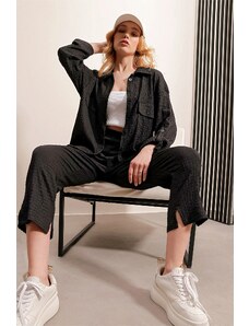 Trend Alaçatı Stili Women's Black Polo Neck Double Seekers Suit