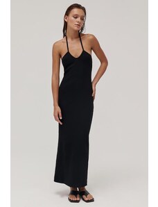 Madmext Black Tied Long Basic Dress