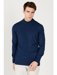 AC&Co / Altınyıldız Classics Men's Dark Blue Anti-Pilling Anti-Pilling Standard Fit Half Turtleneck Knitwear Sweater