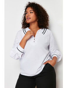 Trendyol Curve White Collar Detailed Woven Blouse