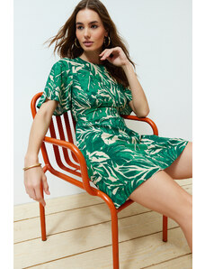 Trendyol Green Tropical A-line Shally Mini Dress