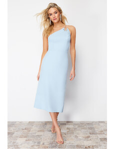 Trendyol Light Blue Body-Sitting Woven Shiny Jewelled Elegant Evening Dress