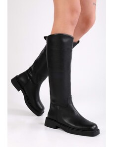Shoeberry Women's Kensley Black Chunky Sole Boots