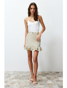 Trendyol Beige Skirt Frilly Mini Length Woven Linen Look Skirt