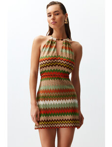 Trendyol Geometric Patterned Mini Knitted Cut Out/Window Knitwear look Beach Dress