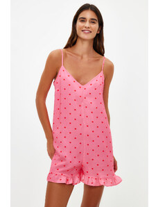 Trendyol Pink Polka Dot Viscose Woven Jumpsuit