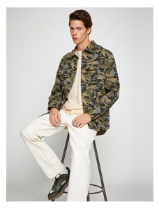 Koton Camouflage Shirt Jacket Classic Collar with Pocket Detail