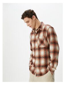 Koton Lumberjack Shirt Pocket Detailed Classic Collar Long Sleeve