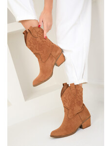 Soho Tan Suede Women's Boots & Booties 18682