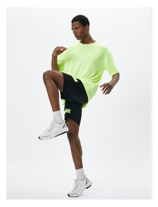 Koton Sports Shorts Neon Stripe Detailed Waist Laced Pocket