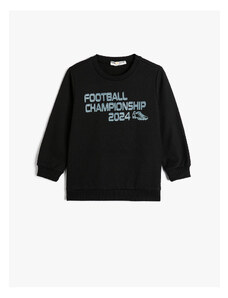 Koton Sweatshirt Long Sleeve Crew Neck Football Themed Print Detailed Raised