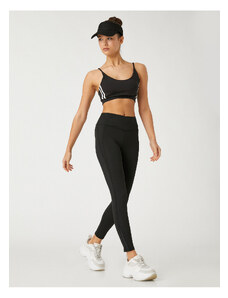 Koton Sports Leggings with Mesh Detail, Stitching, Normal Waist.