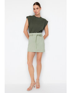 Trendyol Khaki Binding Belt Detailed Mini Woven Skirt