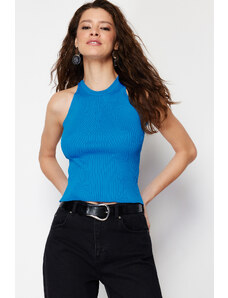 Trendyol Blue Halter Neck Basic Knitwear Blouse