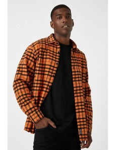 Koton Men's Orange Plaid Shirt