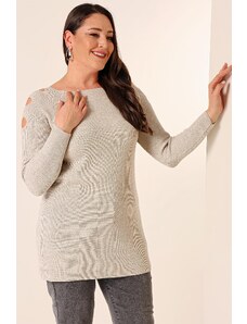 By Saygı Decollete Plus Size Sports Tunic Sweater