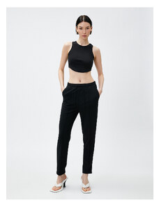 Koton Skinny-Legged Sweatpants Ribbed Tie Waist.