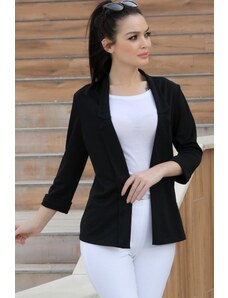armonika Women's Black Double-Sleeve Collar Jacket