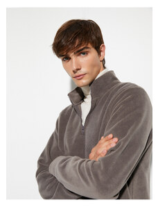 Koton Fleece Sweatshirt Half Zipper High Neck Long Sleeve